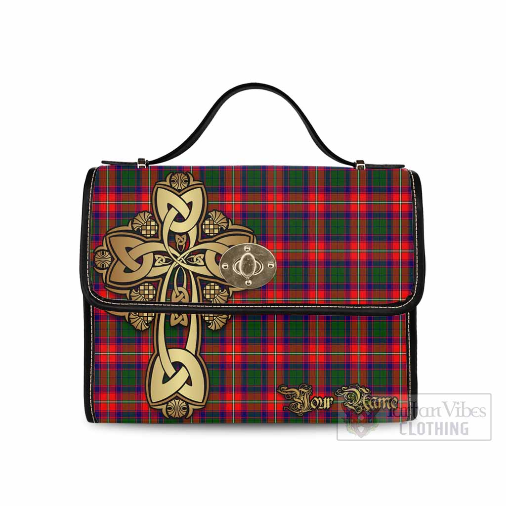 Tartan Vibes Clothing Charteris Tartan Waterproof Canvas Bag Golden Thistle Celtic Cross Style