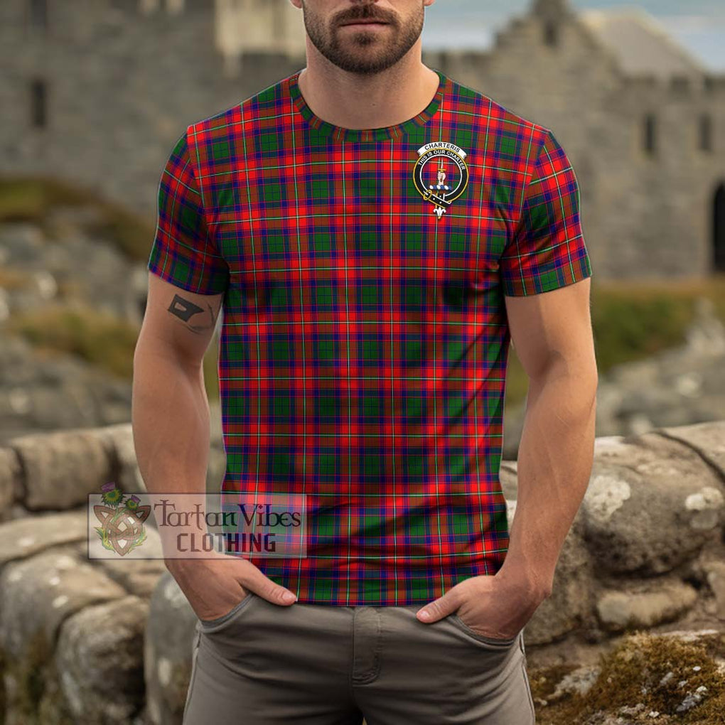 Charteris Tartan Cotton T-Shirt with Family Crest Men's Shirt - Tartanvibesclothing Shop