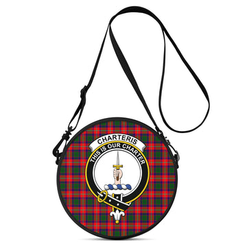 Charteris Tartan Round Satchel Bags with Family Crest
