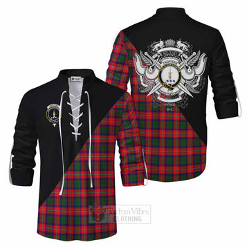 Charteris Tartan Ghillie Kilt Shirt with Family Crest and Military Logo Style