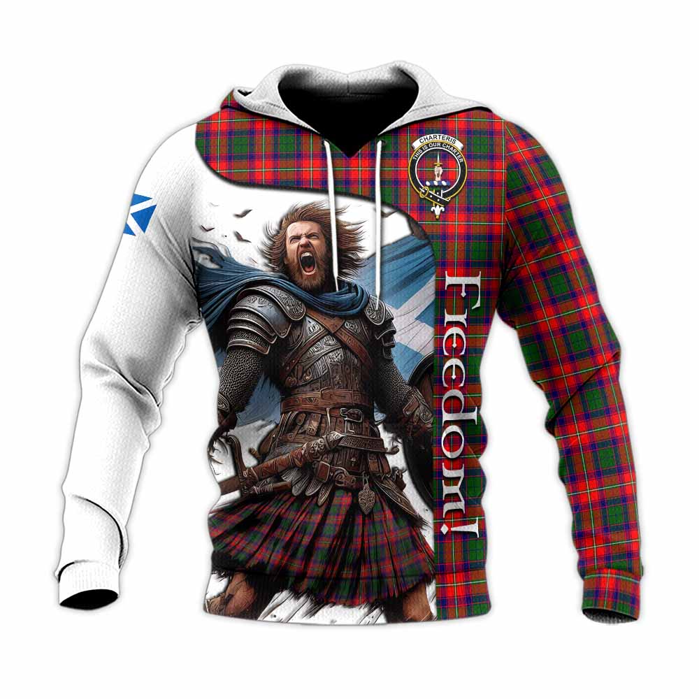 Tartan Vibes Clothing Charteris Crest Tartan Knitted Hoodie Inspired by the Freedom of Scottish Warrior