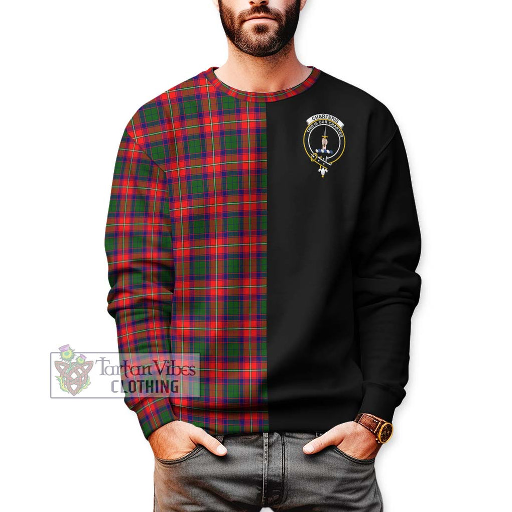 Charteris Tartan Sweatshirt with Family Crest and Half Of Me Style Unisex - Tartanvibesclothing Shop