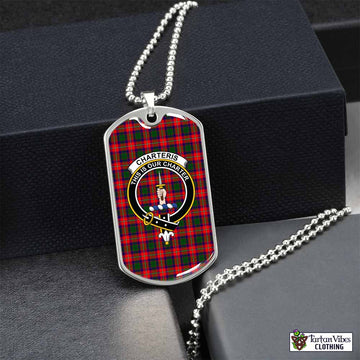 Charteris Tartan Dog Tag Necklace with Family Crest