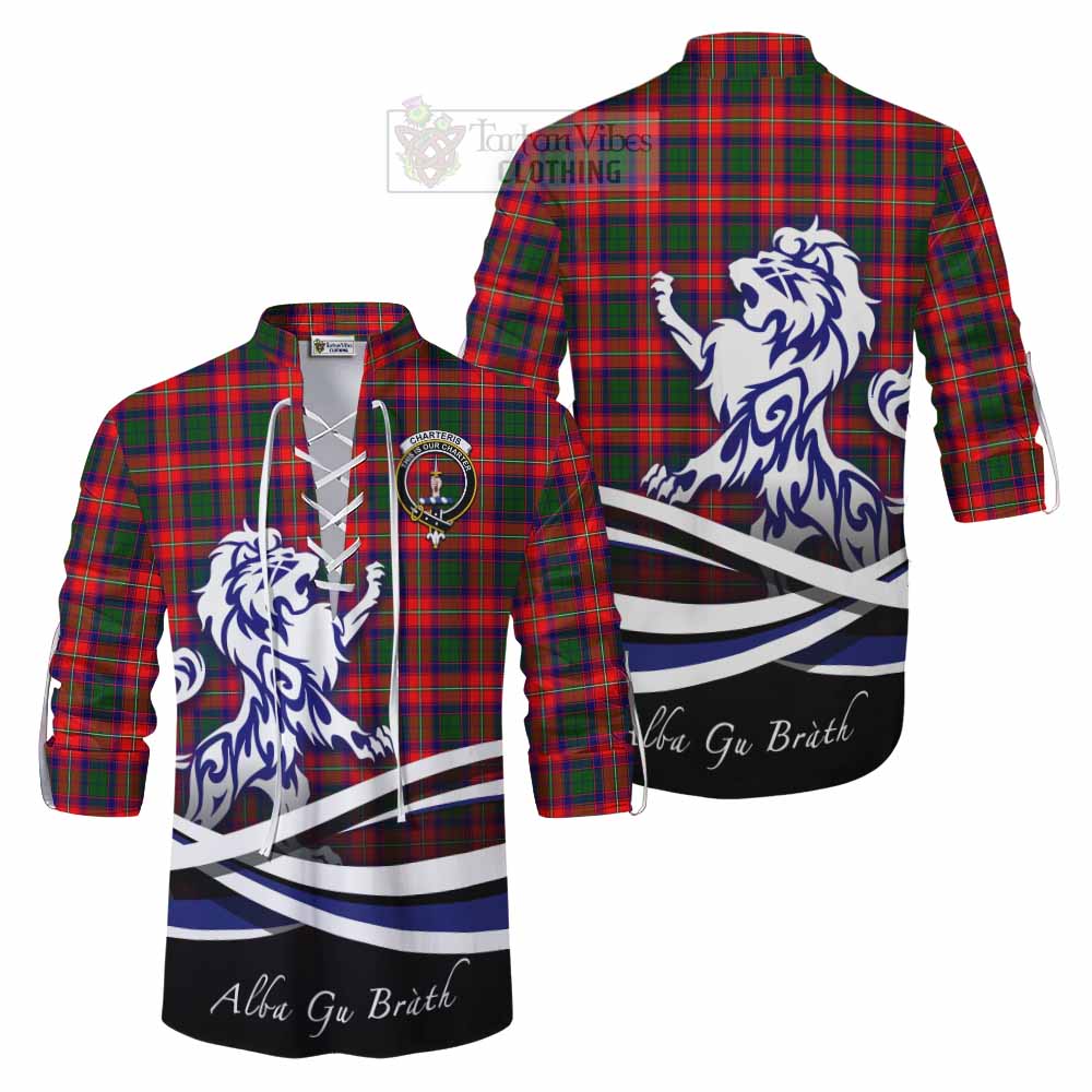 Tartan Vibes Clothing Charteris Tartan Ghillie Kilt Shirt with Alba Gu Brath Regal Lion Emblem