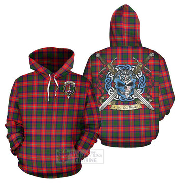 Charteris Tartan Hoodie with Family Crest Celtic Skull Style