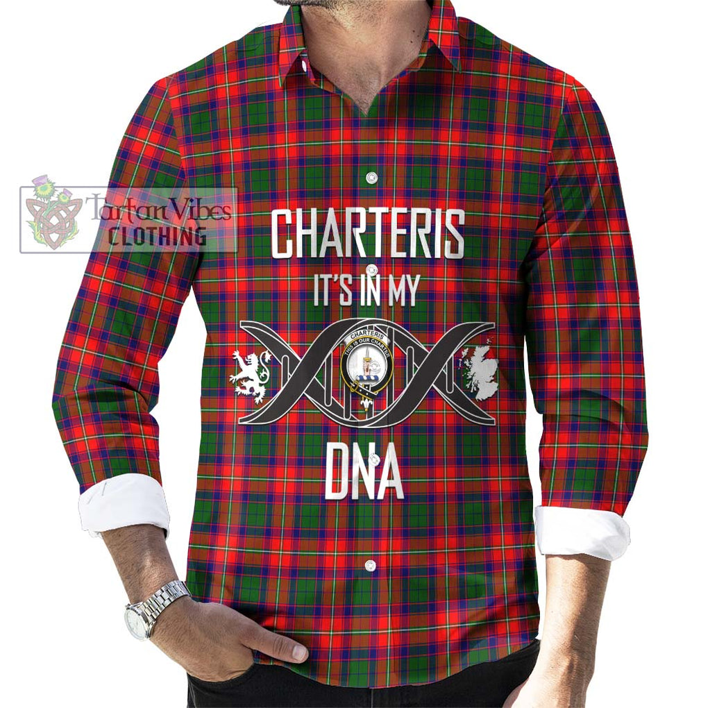 Charteris Tartan Long Sleeve Button Shirt with Family Crest DNA In Me Style Men's Shirt S - Tartanvibesclothing Shop