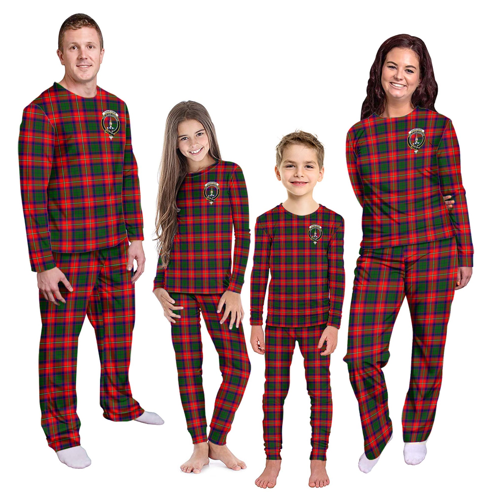 Charteris Tartan Pajamas Family Set with Family Crest - Tartanvibesclothing