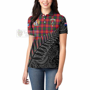 Charteris Crest Tartan Women's Polo Shirt with New Zealand Silver Fern Half Style