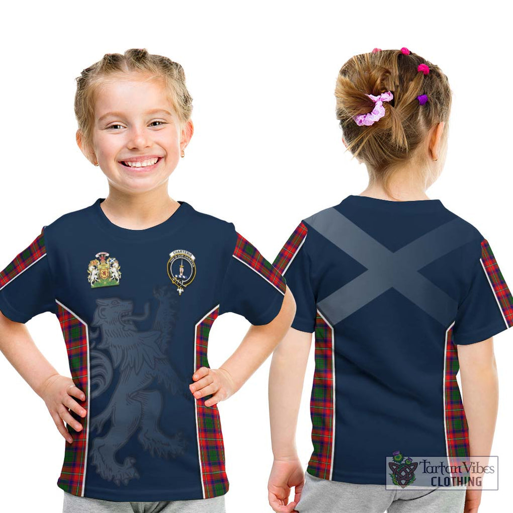 Charteris Tartan Kid T-Shirt with Family Crest and Lion Rampant Vibes Sport Style - Tartan Vibes Clothing