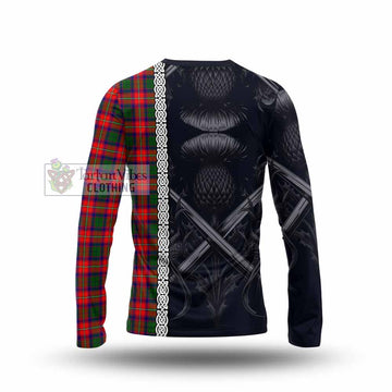 Charteris Tartan Long Sleeve T-Shirt with Family Crest Cross Sword Thistle Celtic Vibes