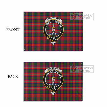 Charteris Tartan House Flag with Family Crest