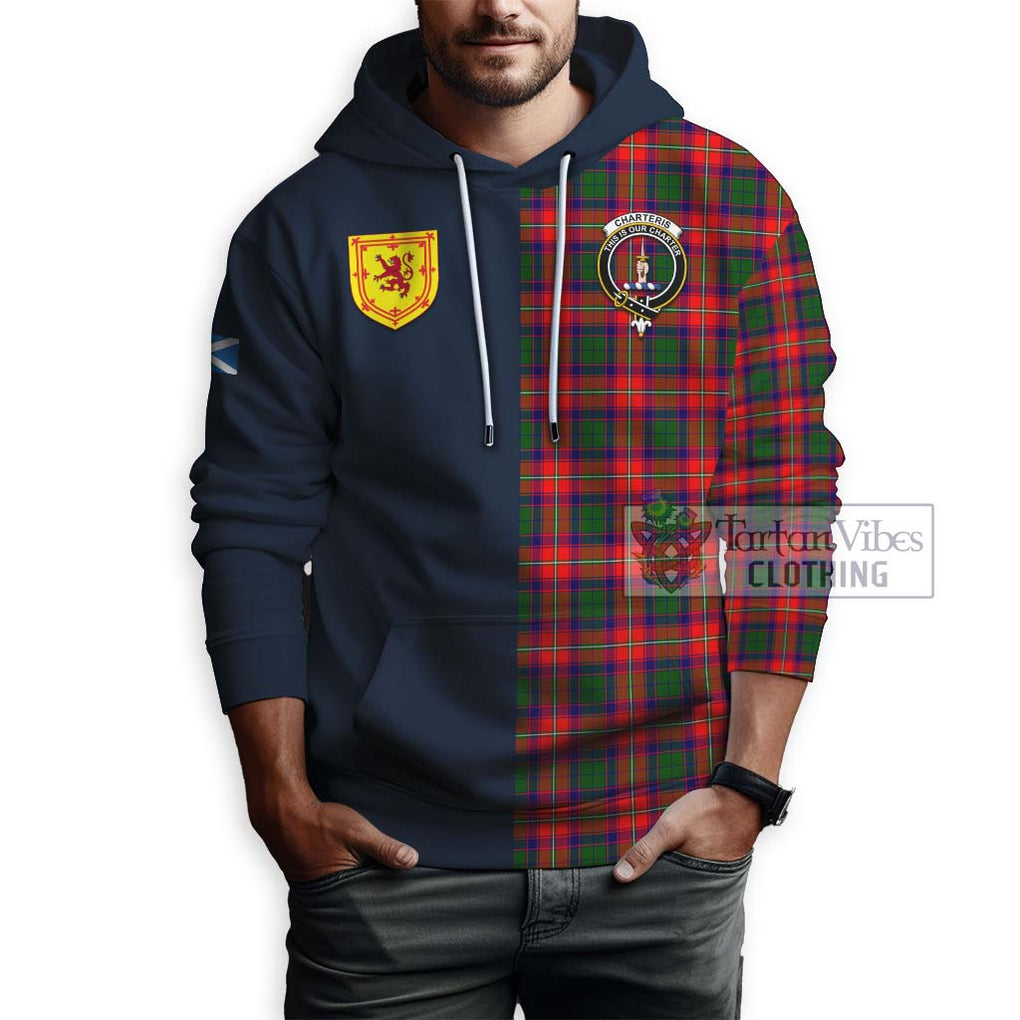 Tartan Vibes Clothing Charteris Tartan Hoodie with Scottish Lion Royal Arm Half Style