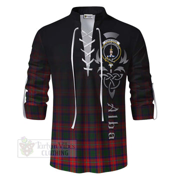 Charteris Tartan Ghillie Kilt Shirt Featuring Alba Gu Brath Family Crest Celtic Inspired