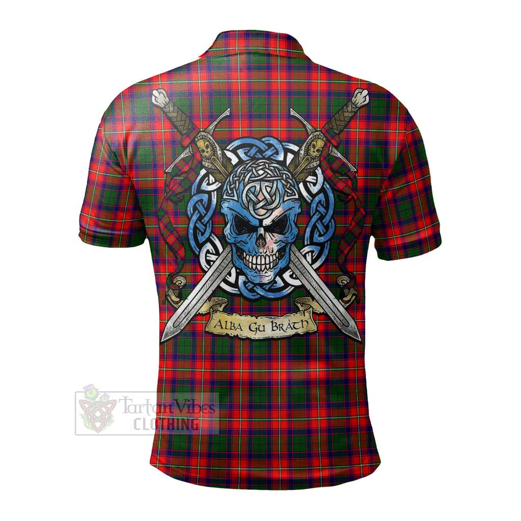 Tartan Vibes Clothing Charteris Tartan Polo Shirt with Family Crest Celtic Skull Style