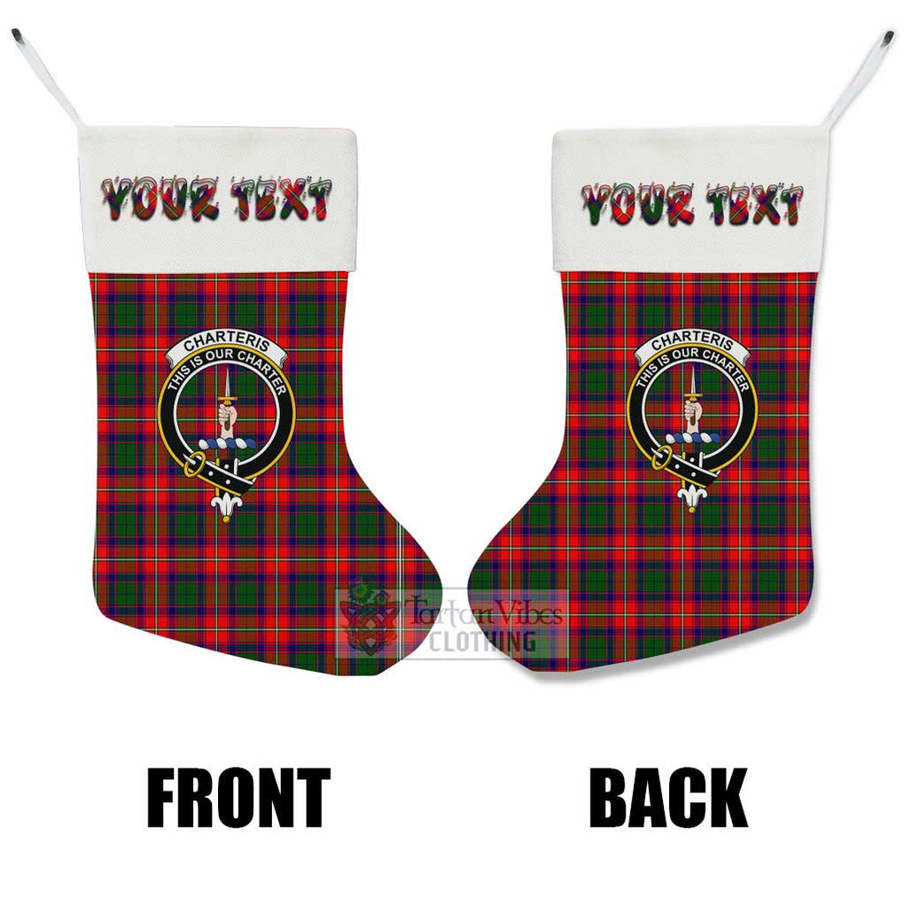 Tartan Vibes Clothing Charteris Tartan Family Crest Christmas Stocking with Personalized Text