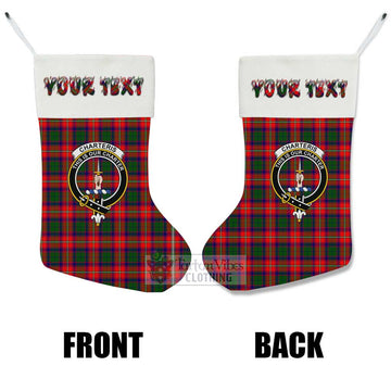 Charteris Tartan Family Crest Christmas Stocking with Personalized Text