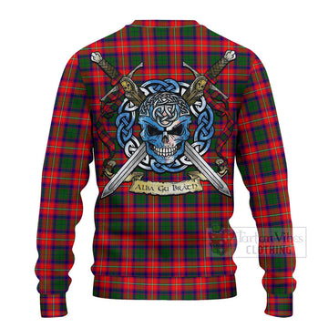 Charteris Tartan Ugly Sweater with Family Crest Celtic Skull Style