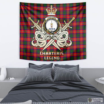 Charteris Tartan Tapestry with Clan Crest and the Golden Sword of Courageous Legacy