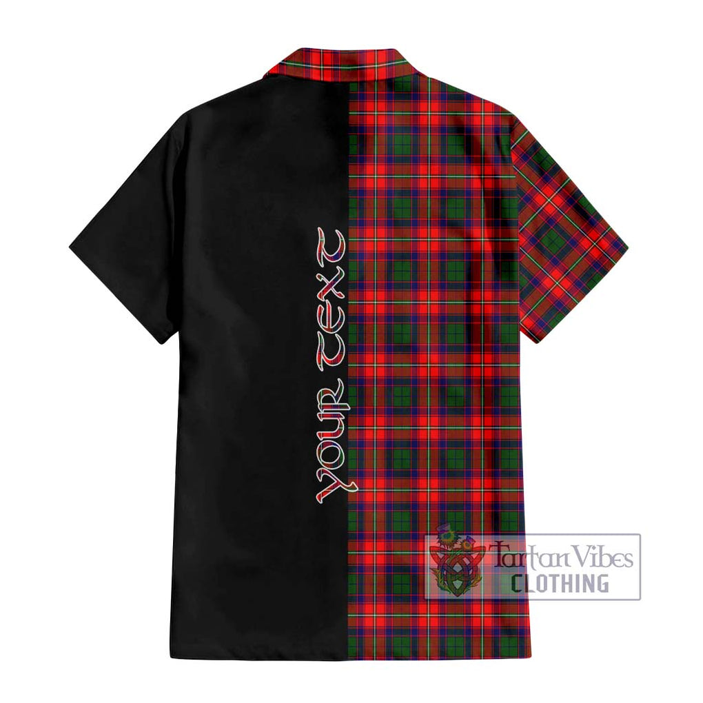 Charteris Tartan Short Sleeve Button Shirt with Family Crest and Half Of Me Style - Tartanvibesclothing Shop