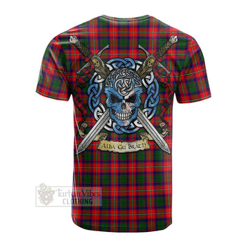 Charteris Tartan Cotton T-shirt with Family Crest Celtic Skull Style