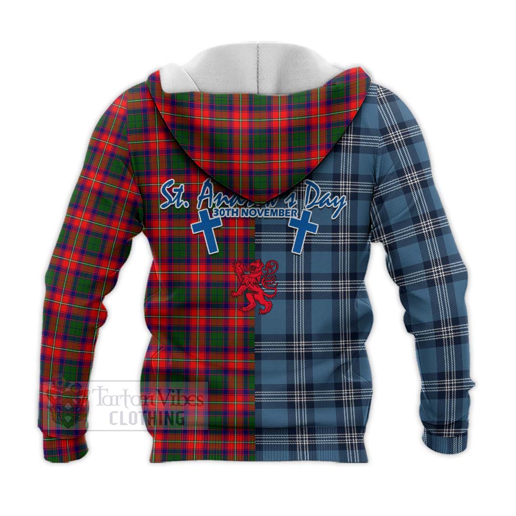 Tartan Vibes Clothing Charteris Tartan Knitted Hoodie Happy St. Andrew's Day Half Tartan Style