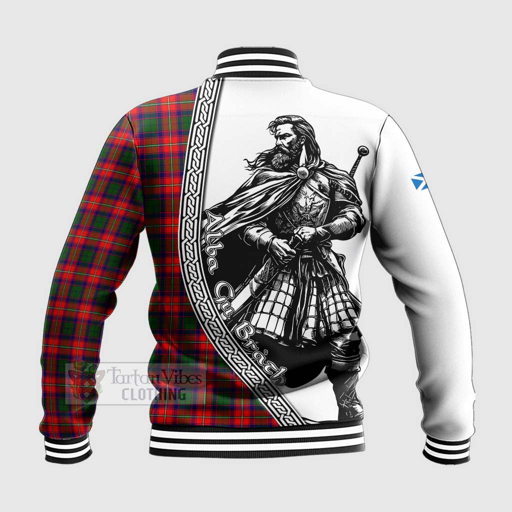 Tartan Vibes Clothing Charteris Tartan Clan Crest Baseball Jacket with Highlander Warrior Celtic Style