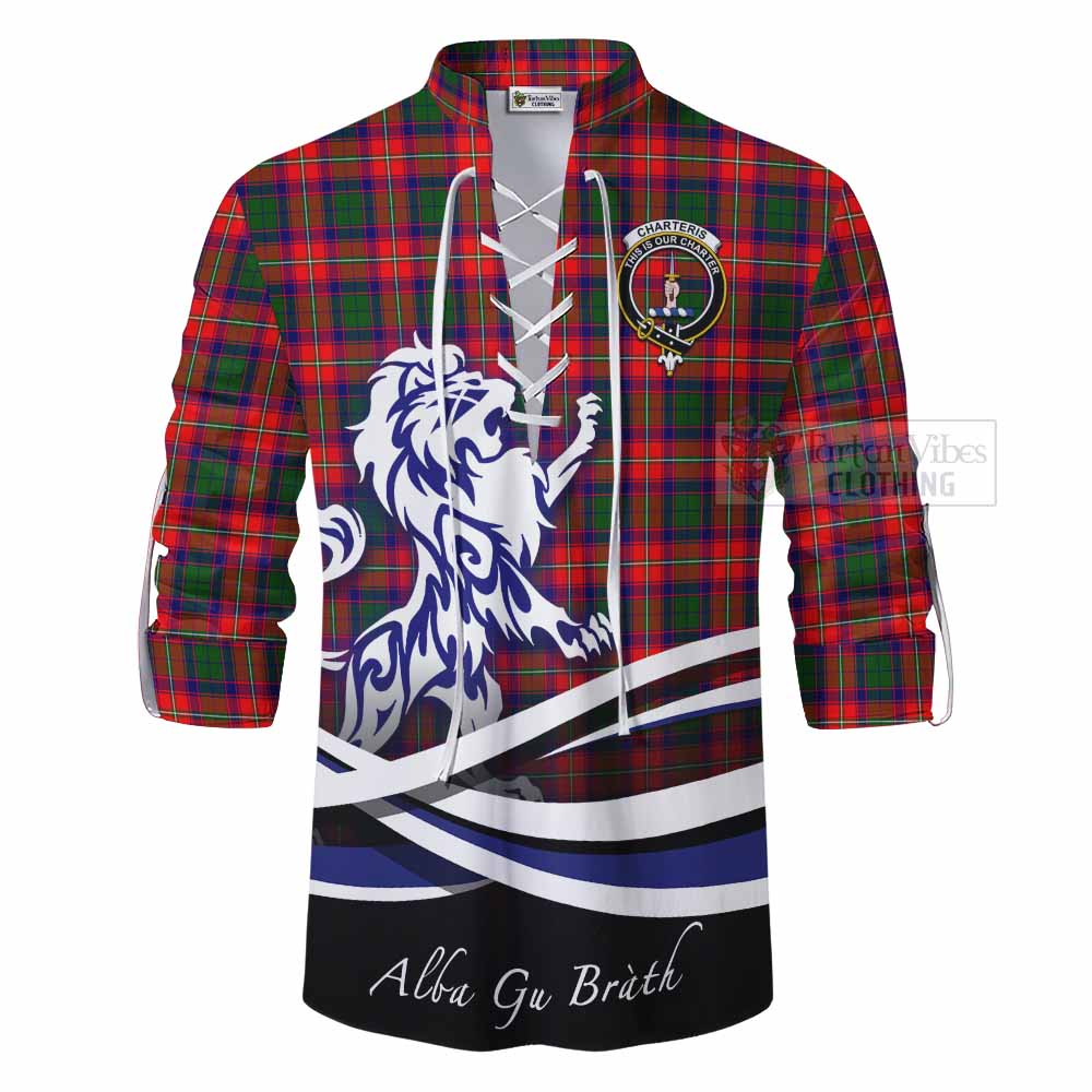 Tartan Vibes Clothing Charteris Tartan Ghillie Kilt Shirt with Alba Gu Brath Regal Lion Emblem