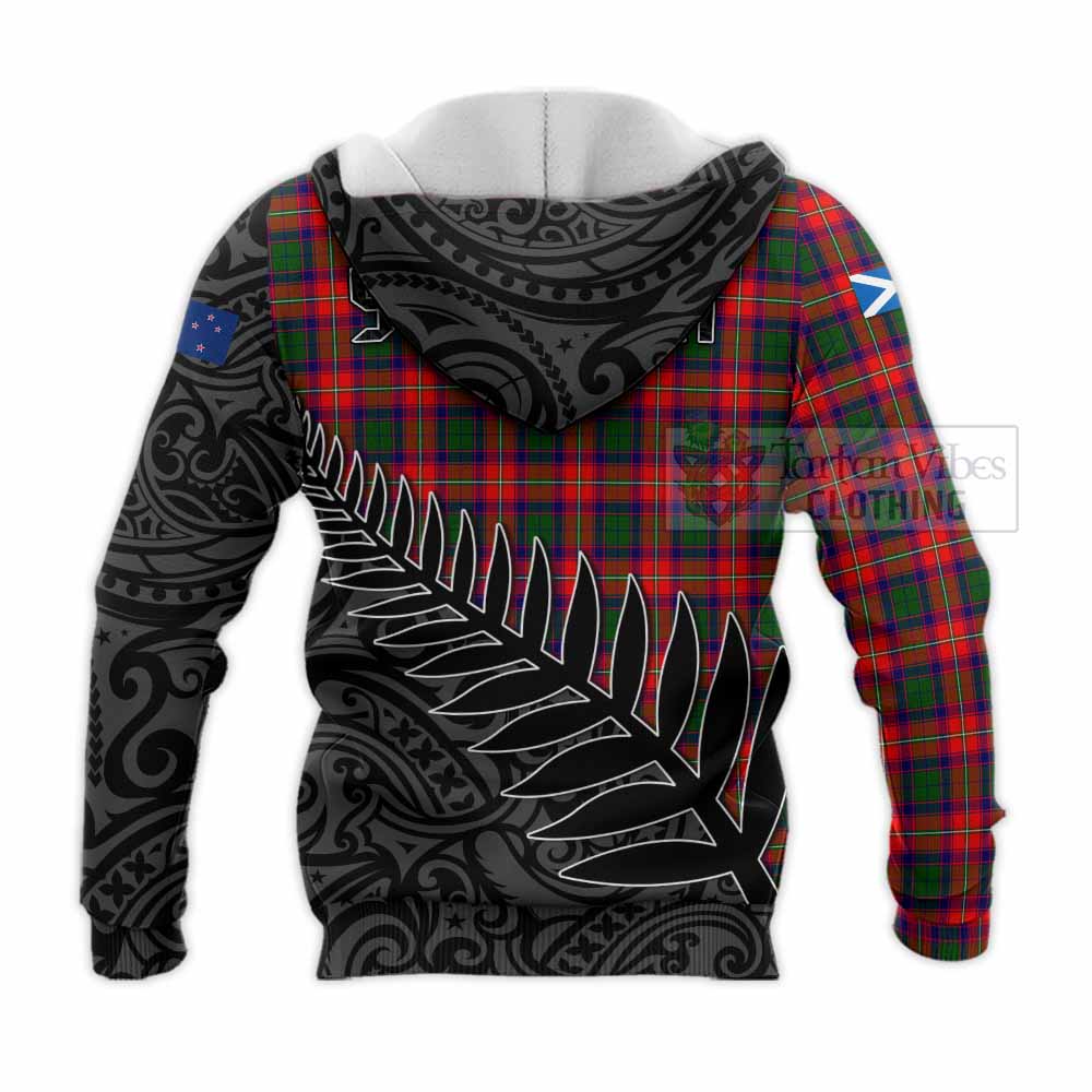 Tartan Vibes Clothing Charteris Crest Tartan Knitted Hoodie with New Zealand Silver Fern Half Style