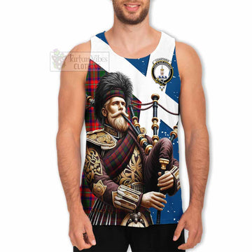 Charteris Tartan Men's Tank Top with Family Crest Scottish Bagpiper Vibes