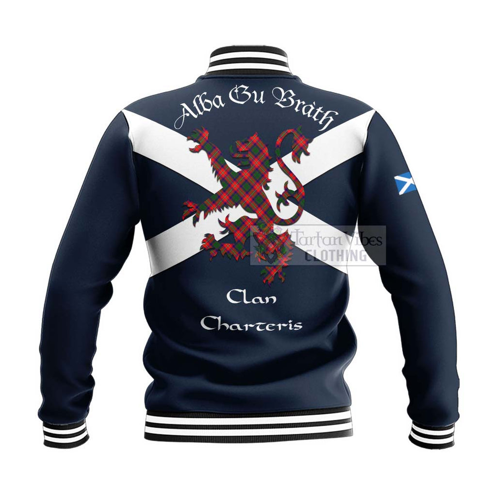 Tartan Vibes Clothing Charteris Tartan Lion Rampant Baseball Jacket – Proudly Display Your Heritage with Alba Gu Brath and Clan Name