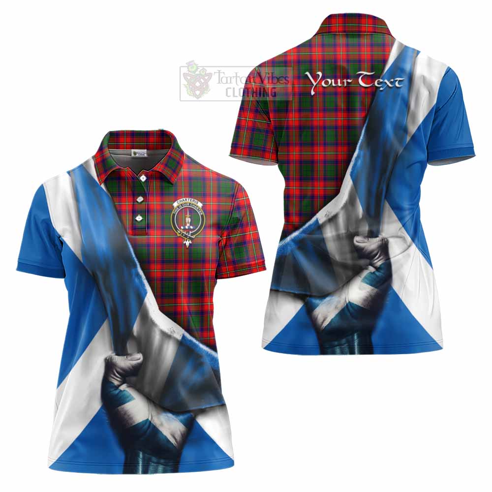 Tartan Vibes Clothing Charteris Tartan Women's Polo Shirt with Family Crest Scotland Patriotic Style