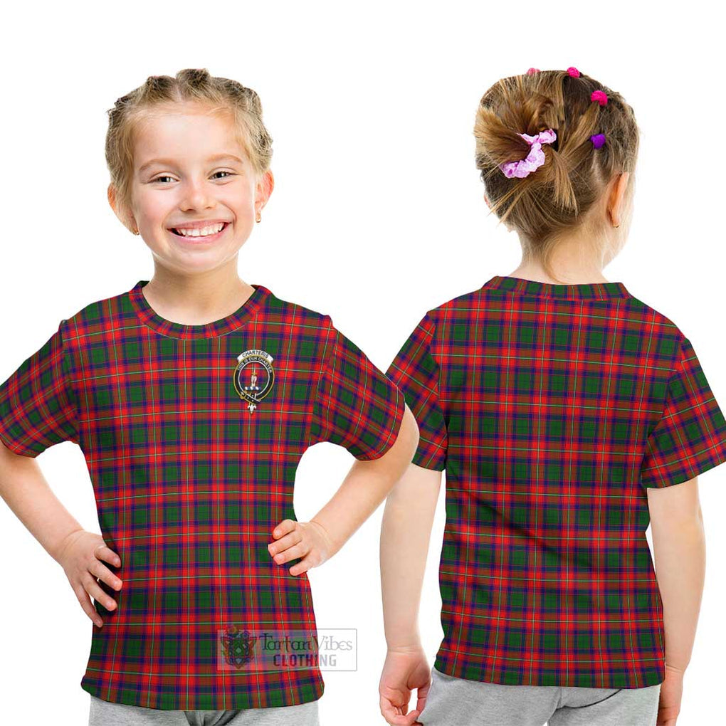 Charteris Tartan Kid T-Shirt with Family Crest - Tartanvibesclothing Shop