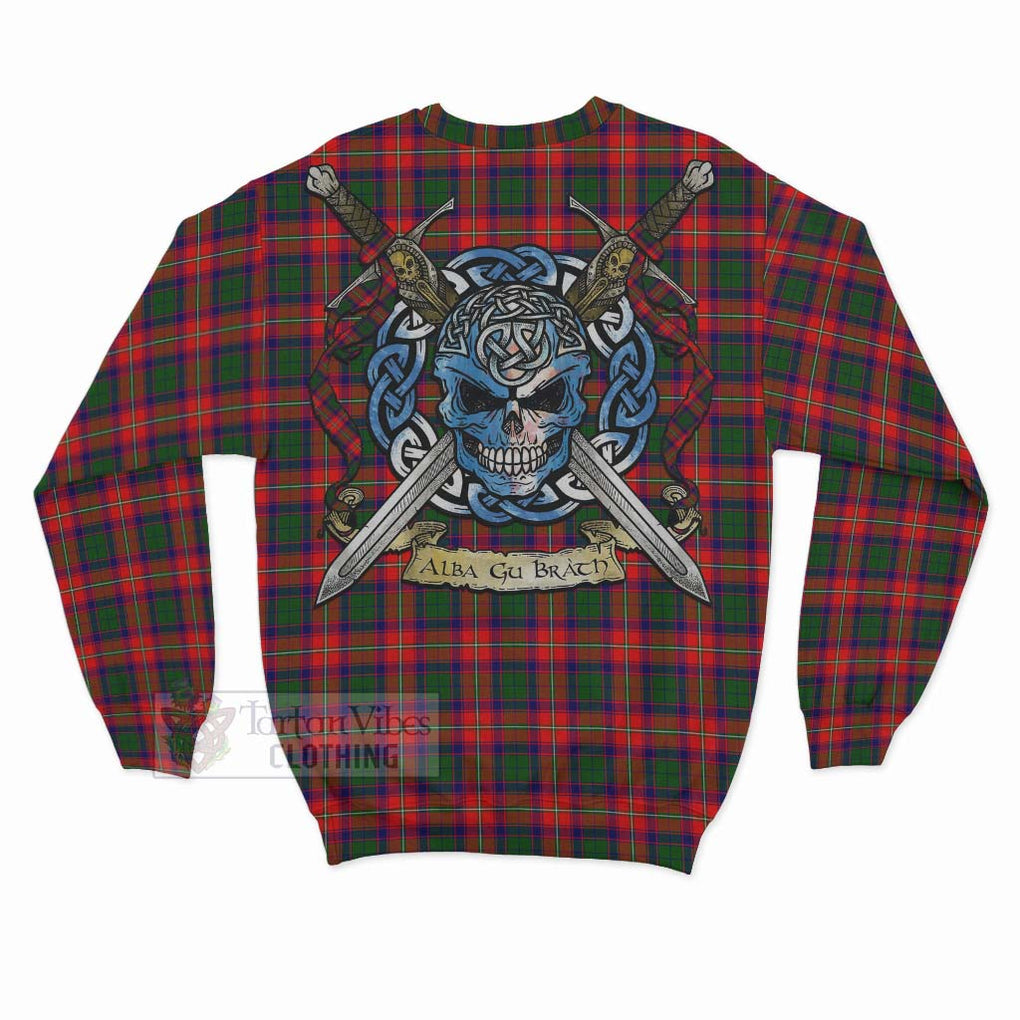 Tartan Vibes Clothing Charteris Tartan Sweatshirt with Family Crest Celtic Skull Style