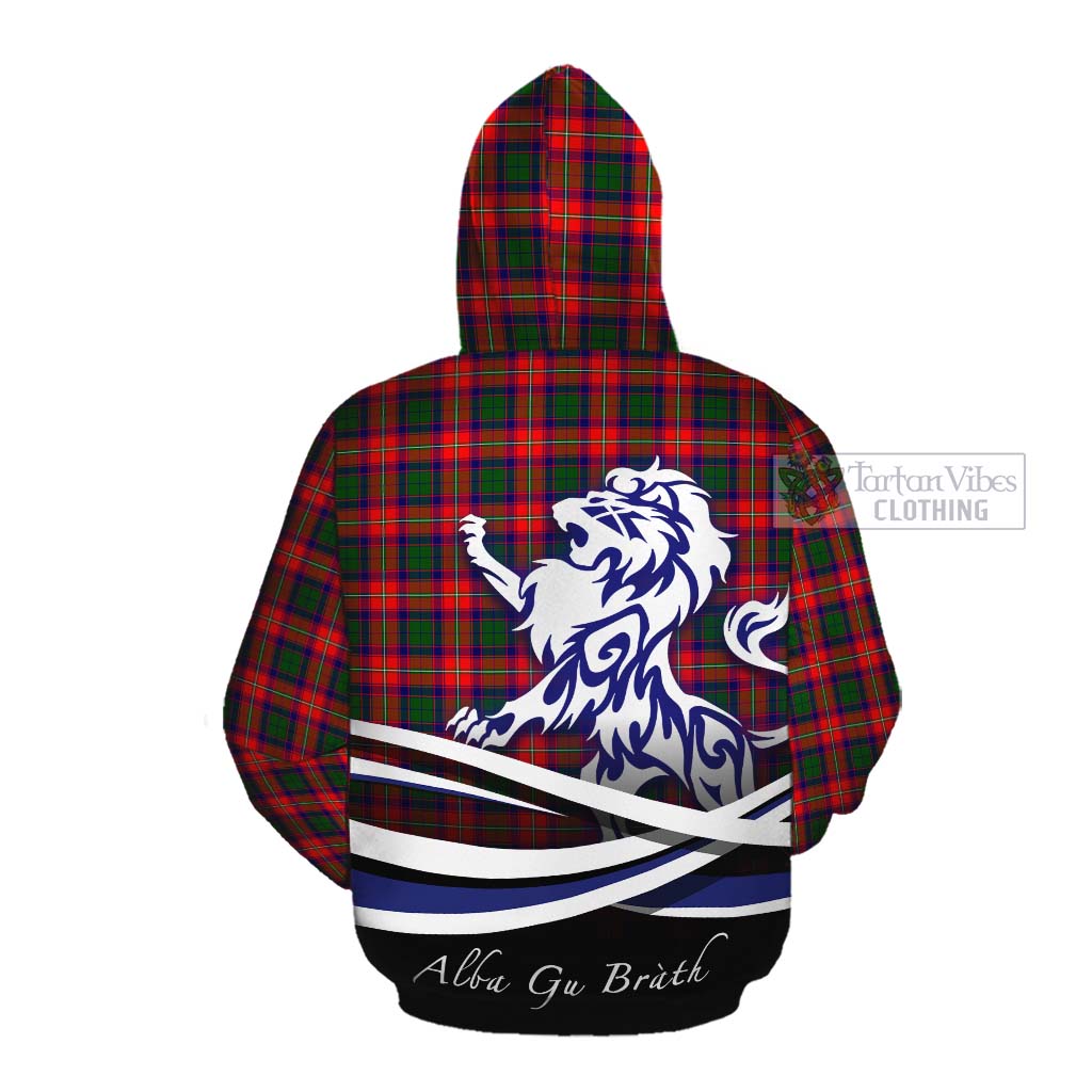 Tartan Vibes Clothing Charteris Tartan Cotton Hoodie with Alba Gu Brath Regal Lion Emblem