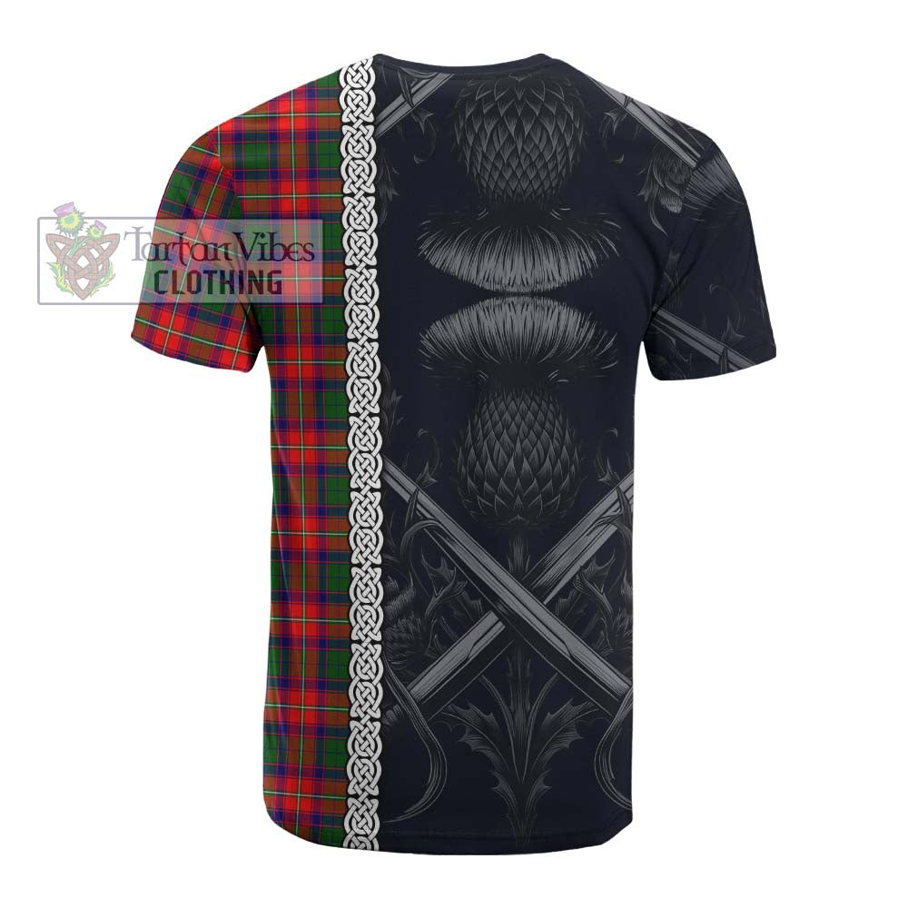 Tartan Vibes Clothing Charteris Tartan Cotton T-shirt with Family Crest Cross Sword Thistle Celtic Vibes