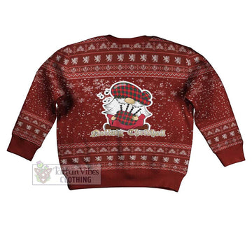 Charteris Clan Christmas Kid Ugly Sweater with Gnome Playing Bagpipes