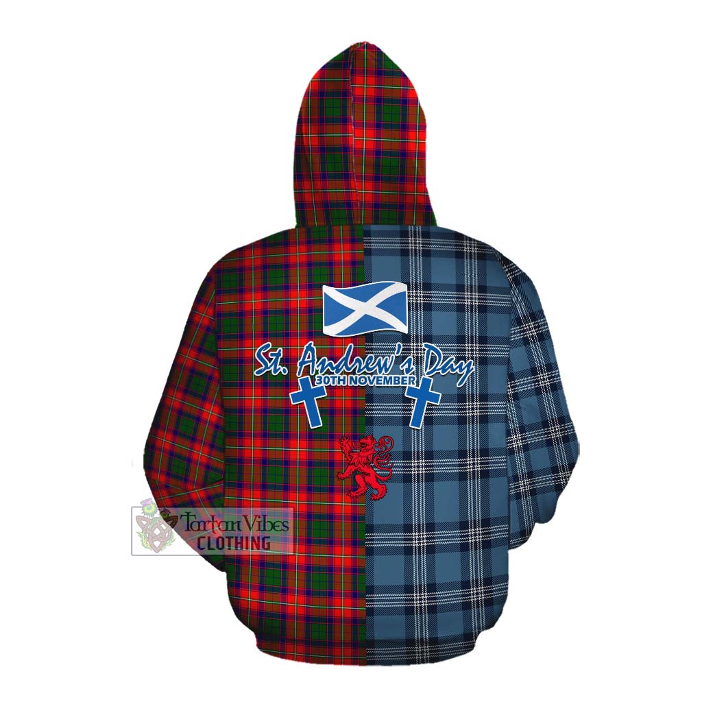 Tartan Vibes Clothing Charteris Tartan Cotton Hoodie Happy St. Andrew's Day Half Tartan Style