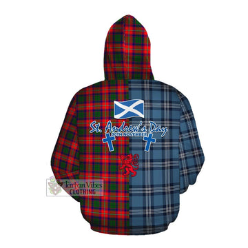 Charteris Tartan Cotton Hoodie Happy St. Andrew's Day Half Tartan Style