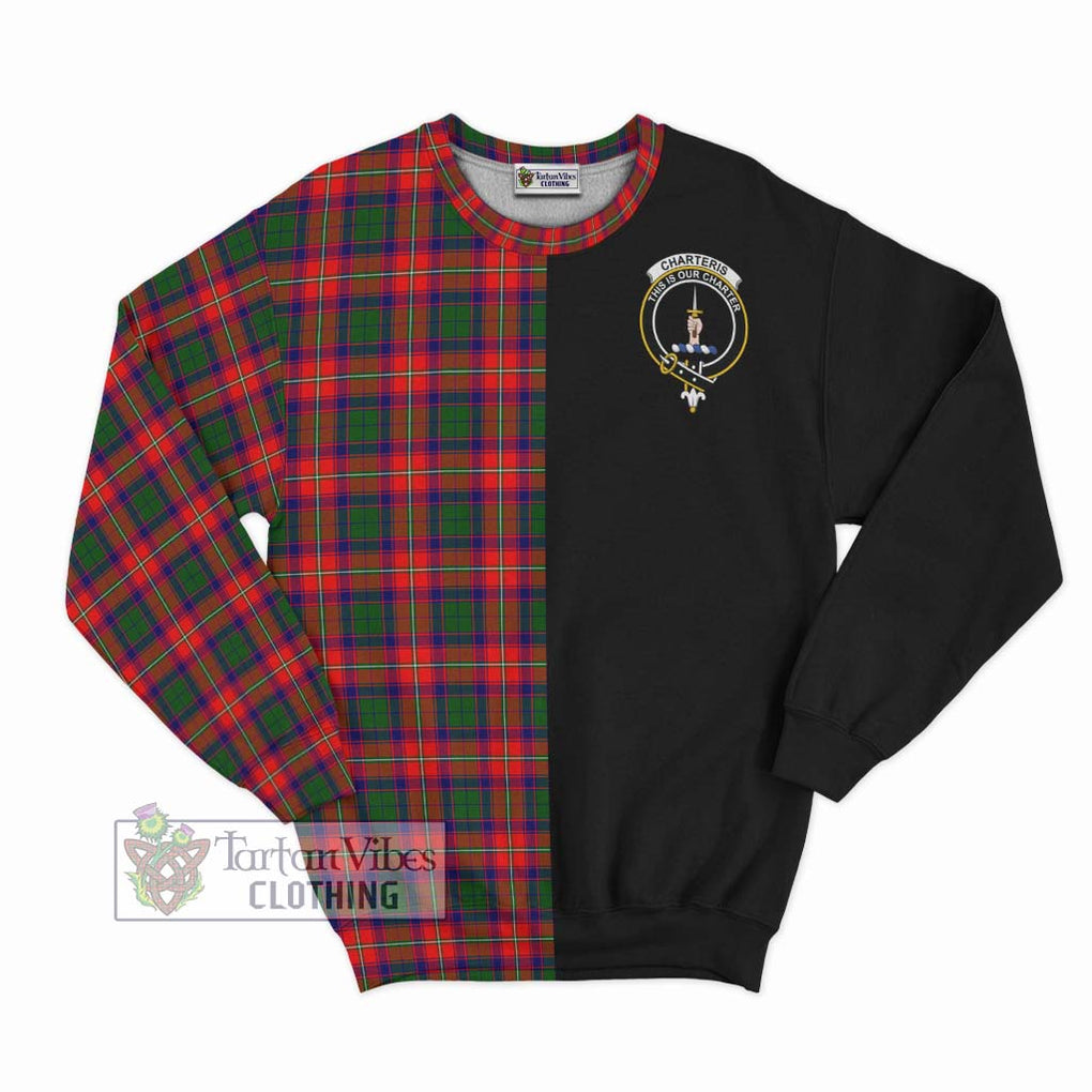 Charteris Tartan Sweatshirt with Family Crest and Half Of Me Style - Tartanvibesclothing Shop