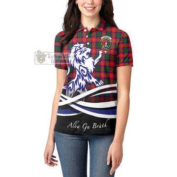 Charteris Tartan Women's Polo Shirt with Alba Gu Brath Regal Lion Emblem