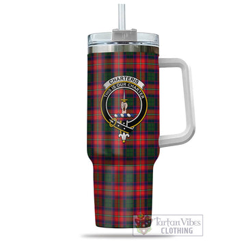 Charteris Tartan Tumbler with Handle with Family Crest - Tartan Vibes Clothing