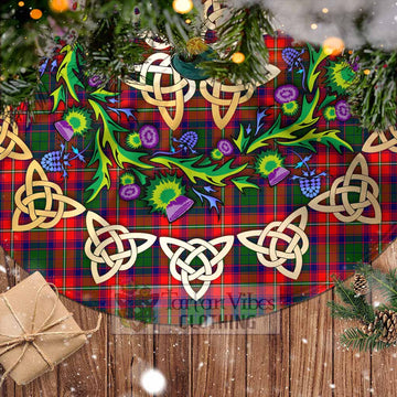 Charteris Tartan Christmas Tree Skirt with Thistle Celtic Knot Style