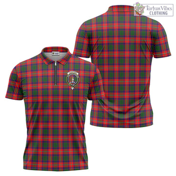 Charteris Tartan Zipper Polo Shirt with Family Crest