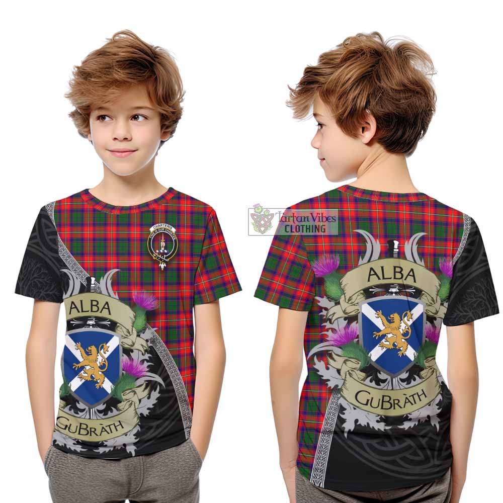Charteris Tartan Family Crest Kid T-Shirt Lion Rampant Royal Thistle Shield Celtic Inspired - Tartan Vibes Clothing