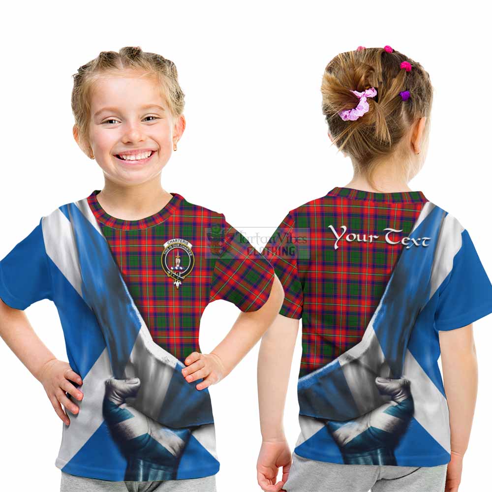 Tartan Vibes Clothing Charteris Tartan Kid T-Shirt with Family Crest Scotland Patriotic Style