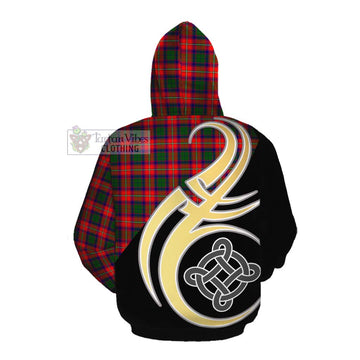 Charteris Tartan Cotton Hoodie with Family Crest and Celtic Symbol Style