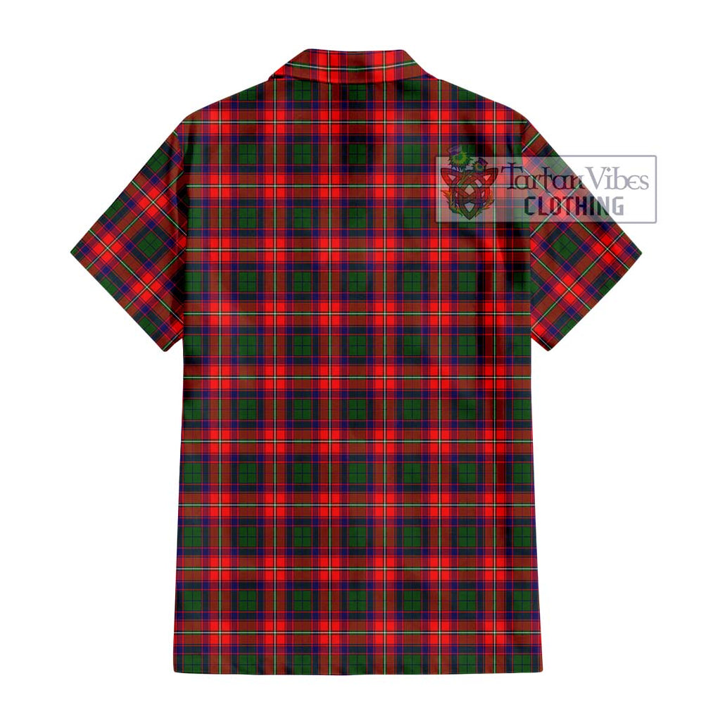 Charteris Tartan Short Sleeve Button Shirt with Family Crest DNA In Me Style - Tartanvibesclothing Shop