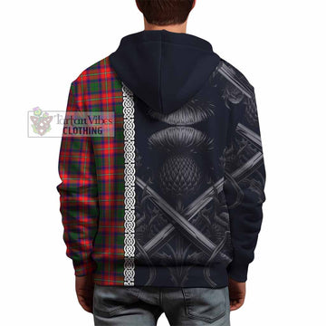 Charteris Tartan Hoodie with Family Crest Cross Sword Thistle Celtic Vibes