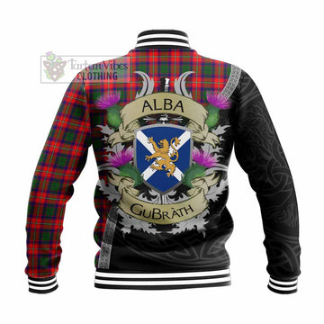 Charteris Tartan Family Crest Baseball Jacket Lion Rampant Royal Thistle Shield Celtic Inspired - Tartan Vibes Clothing