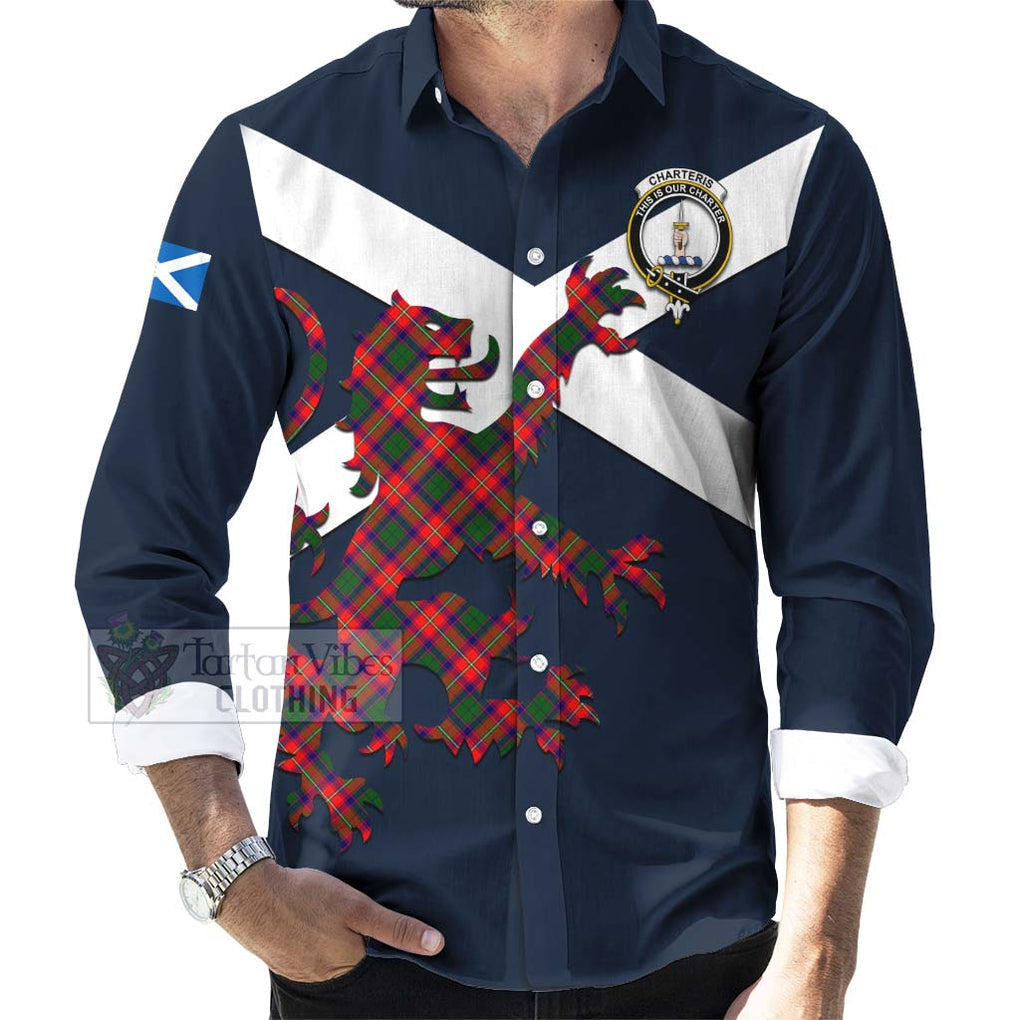 Tartan Vibes Clothing Charteris Tartan Lion Rampant Long Sleeve Button Shirt – Proudly Display Your Heritage with Alba Gu Brath and Clan Name